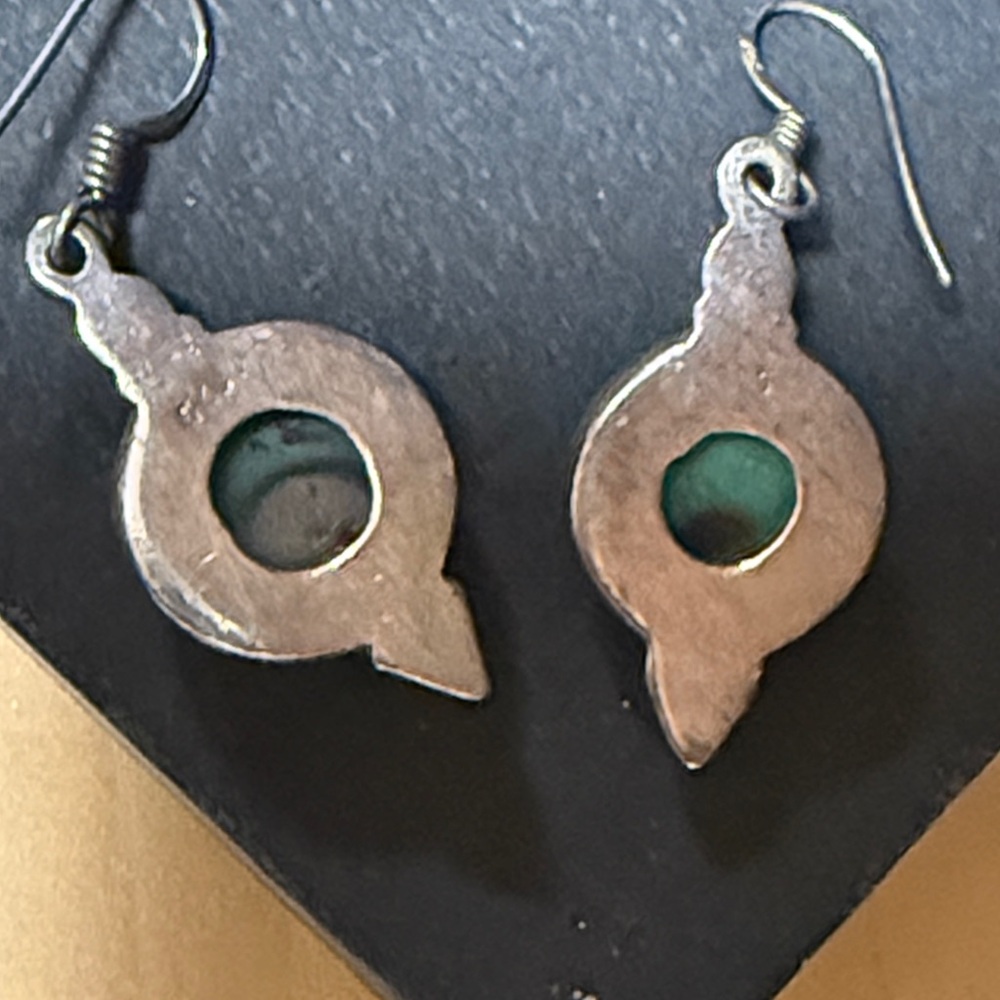 Turquoise Silver 925 Dangle Earrings - Picture 5 of 5